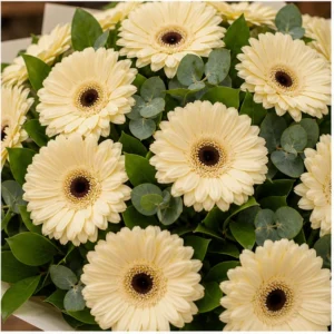 Buchet cu gerbera crem simplu rafinat - poza 4
