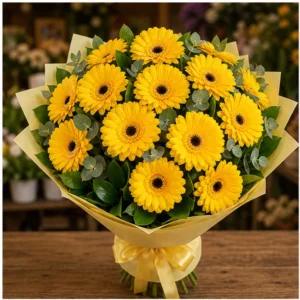 Buchet cu gerbera galbena simplu solar - poza 1