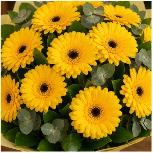 Buchet cu gerbera galbena simplu solar - poza 4