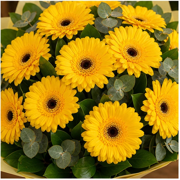 Buchet cu gerbera galbena simplu solar - poza 4