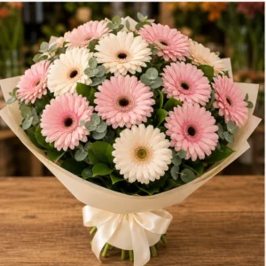 Buchet cu gerbera pastel simplu premium - poza 3
