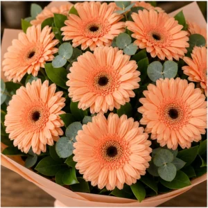 Buchet cu gerbera piersica simplu pastel - poza 4