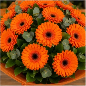 Buchet cu gerbera portocalie simplu cald - poza 4