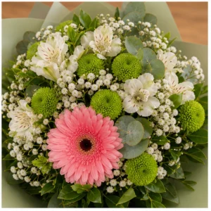 Buchet de flori Bucuresti pastel cu gerbera si alstroemeria - poza 4