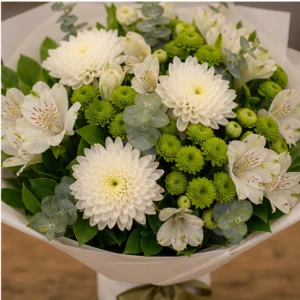 Buchet de flori online alb verde cu crizanteme - poza 4