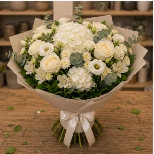 Buchet de flori online grandios alb crem cu hortensie - poza 3
