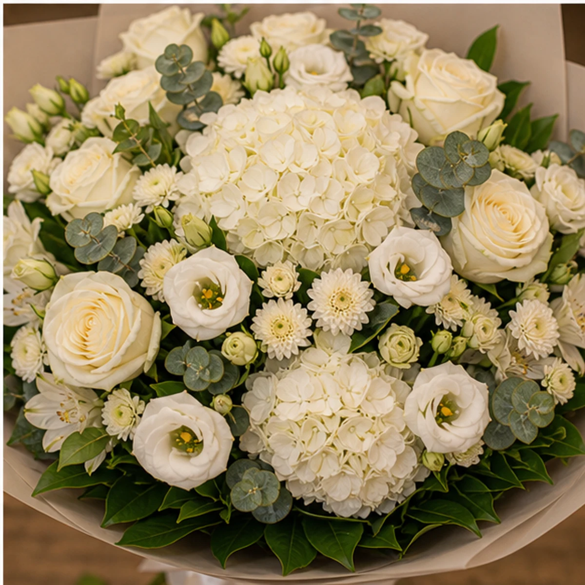 Buchet de flori online grandios alb crem cu hortensie - poza 4