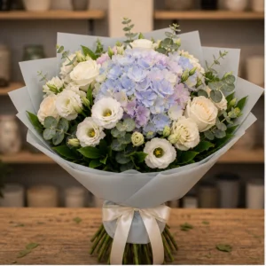 Buchet de flori online premium pastel cu hortensie - poza 1