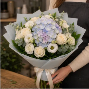 Buchet de flori online premium pastel cu hortensie - poza 2