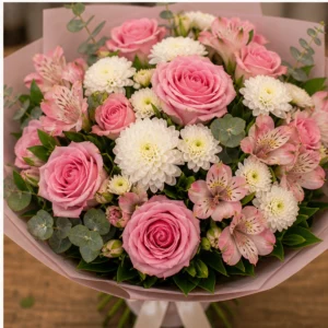 Buchet de flori online romantic cu trandafiri roz - poza 4