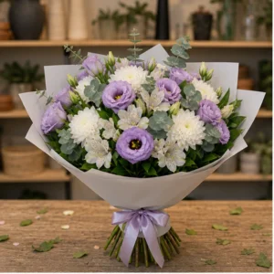 Buchet de flori proaspete lila cu lisianthus - poza 1