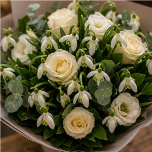 Buchet de ghiocei premium cu trandafiri crem - poza 4