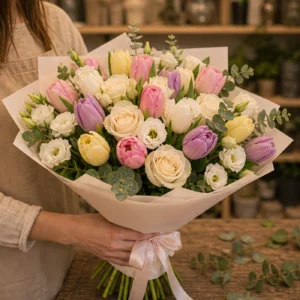 Buchet de lalele premium in tonuri pastel - poza 2
