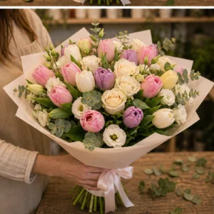 Buchet de lalele premium in tonuri pastel - poza 3