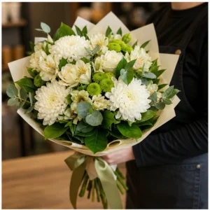 Buchet flori aniversare pentru parinti cu alstroemeria si crizanteme - poza 2