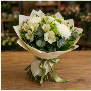 Buchet flori aniversare pentru parinti cu alstroemeria si crizanteme - poza 3