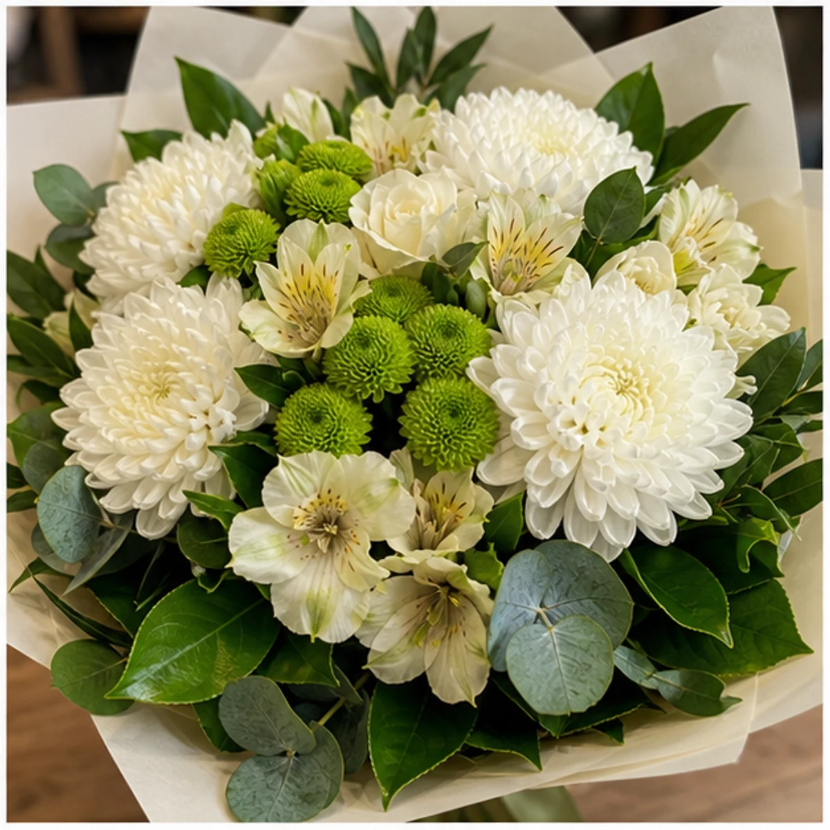 Buchet flori aniversare pentru parinti cu alstroemeria si crizanteme - poza 4