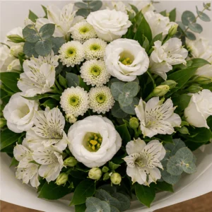 Buchet flori de camp alb verde cu santini si eucalipt - poza 4