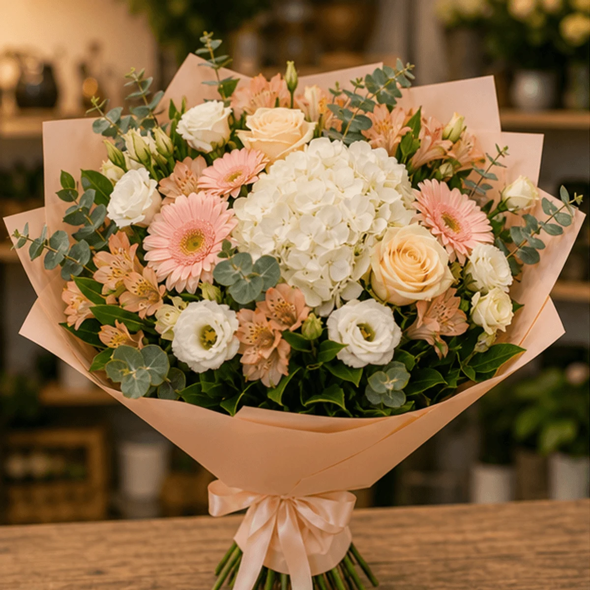 Buchet flori de camp statement cu hortensie si flori mixte - poza 1