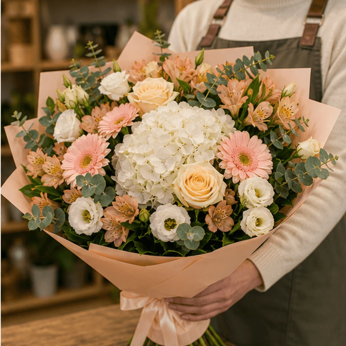 Buchet flori de camp statement cu hortensie si flori mixte - poza 2