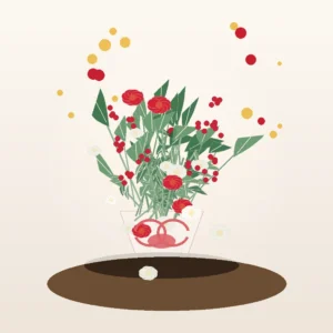 Buchet Flori de Crăciun Candy Cane Roșu Alb - imagine 1