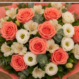 Buchet flori deosebite coral premium - poza 4