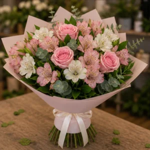 Buchet flori deosebite pastel cu alstroemeria - poza 3