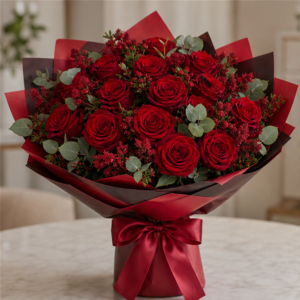 Buchet Flori la Domiciliu București Ruby Door cu Trandafiri Roșii - imagine 1
