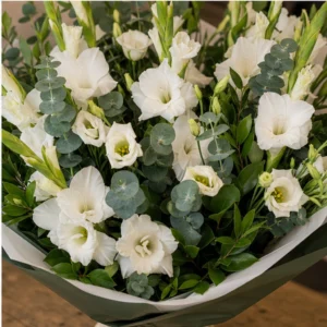 Buchet gladiole premium alb si verde - poza 4