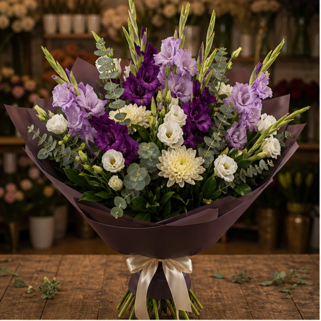 Buchet gladiole premium mov elegant - poza 1