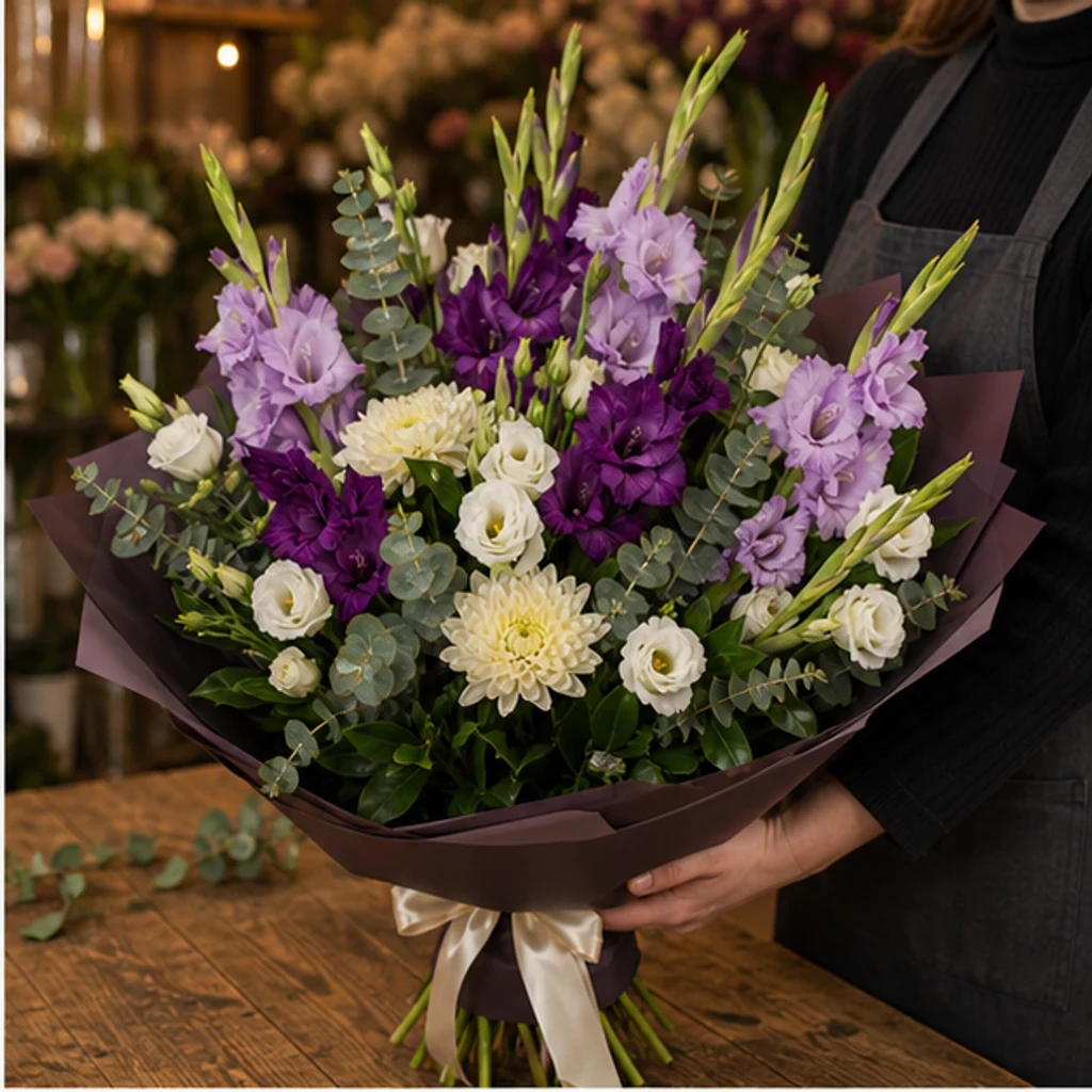 Buchet gladiole premium mov elegant - poza 2
