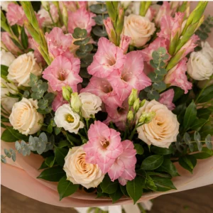 Buchet gladiole premium roz si crem - poza 4