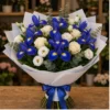 Buchet irisi albastri si trandafiri premium - poza 1