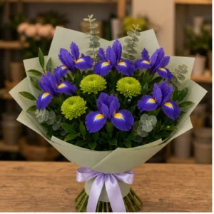 Buchet irisi mov si santini verde - poza 1