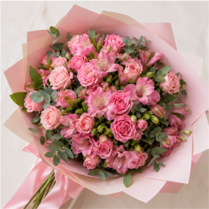 Buchet la Domiciliu Roz de Weekend cu Miniroze și Alstroemeria - imagine 4