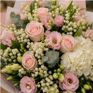 Buchet Lacramioare deluxe alb si roz pudrat - poza 4