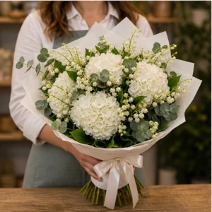 Buchet Lacramioare si hortensie alba - poza 3