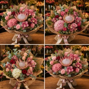 Buchet luxury majorat 18 ani cu protea si orhidee - poza 4