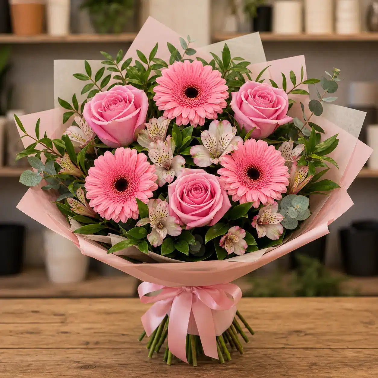 Buchet majorat 18 ani cu gerbera si trandafiri - poza 1