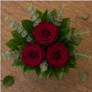 Buchet mireasa de lux burgundy cu 3 trandafiri - poza 4