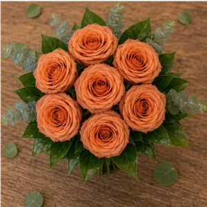 Buchet mireasa premium terracotta cu 7 trandafiri - poza 4