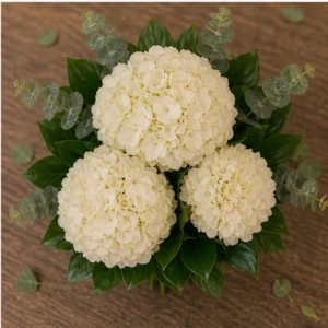 Buchet mireasa royal champagne cu 3 hortensii ivory - poza 4