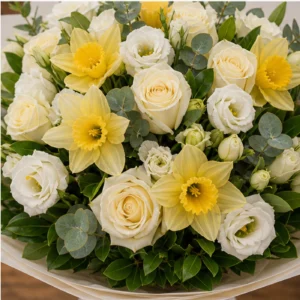 Buchet Narcise grandios cu lisianthus alb - poza 4