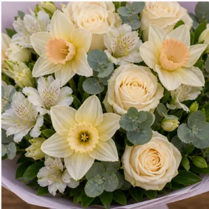 Buchet Narcise premium pastel cu trandafiri - poza 4