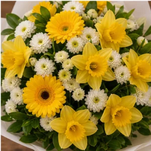 Buchet Narcise vesel cu gerbera galbena - poza 4