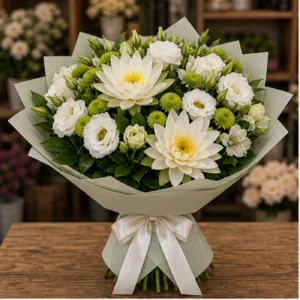 Buchet Nuferi elegant alb verde - poza 1