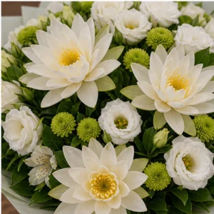Buchet Nuferi elegant alb verde - poza 4