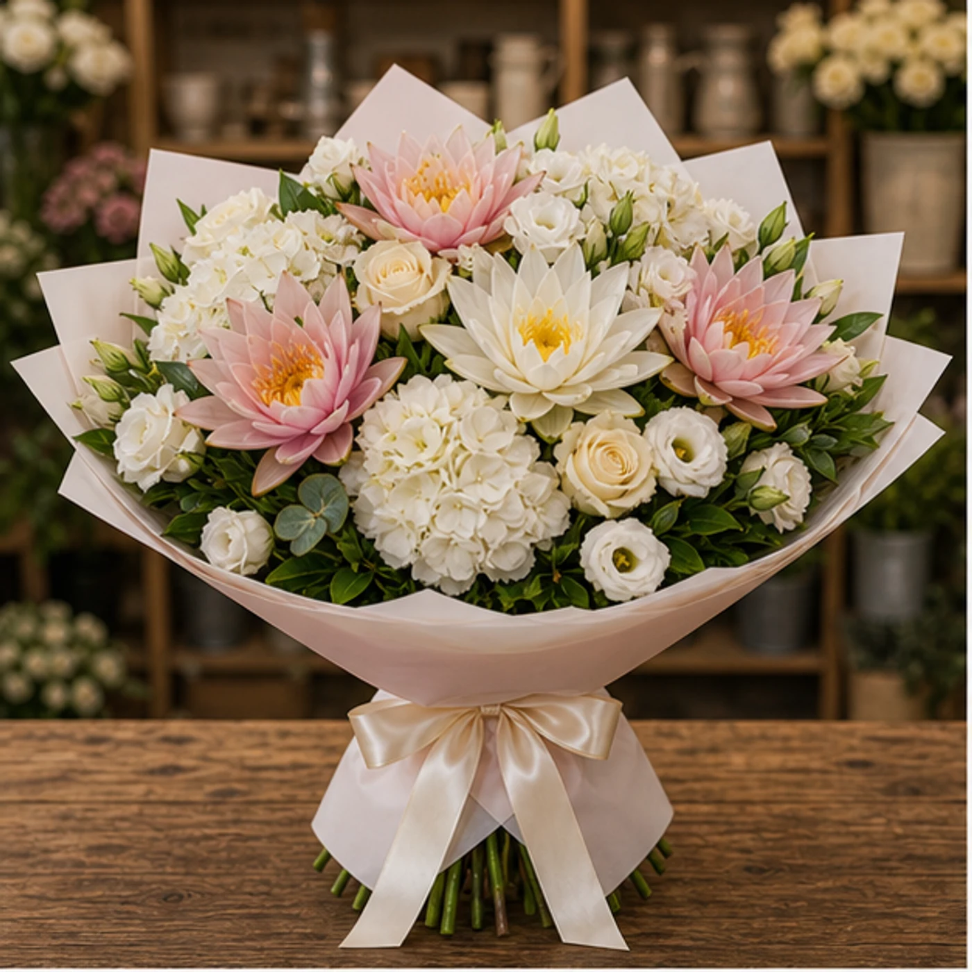 Buchet Nuferi grandios alb roz - poza 1