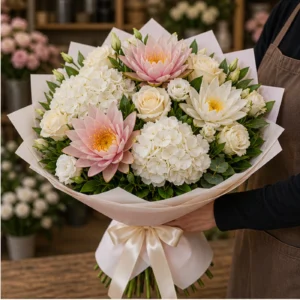 Buchet Nuferi grandios alb roz - poza 2