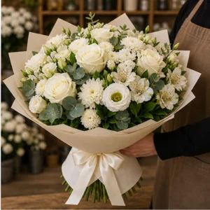 Buchet Online elegant cu trandafiri albi - poza 2